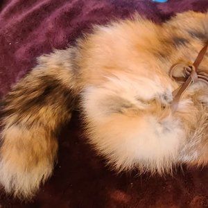 true fox fur trapper hat with tail